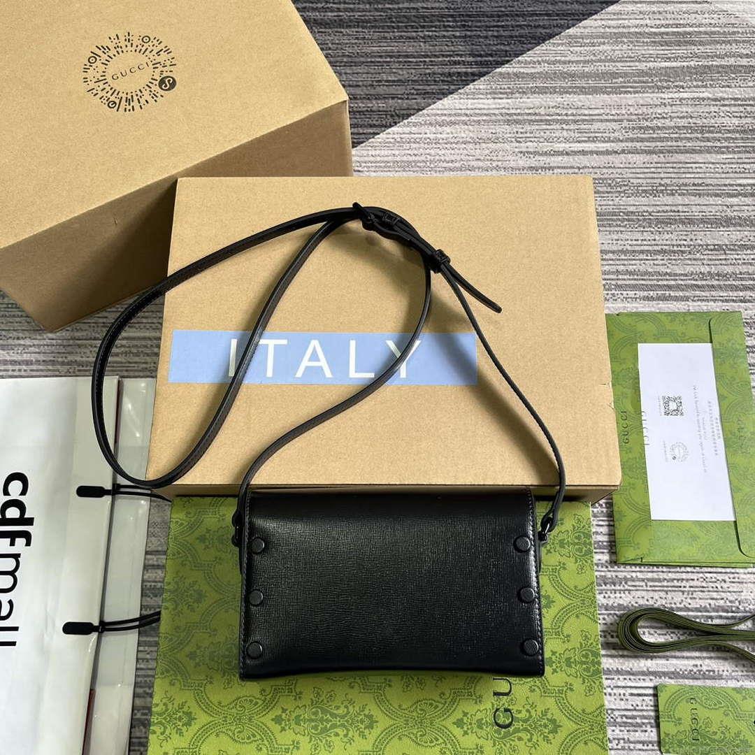 Gucci 699296 Gucci Horsebit 1955 Mini Bag Black Leather