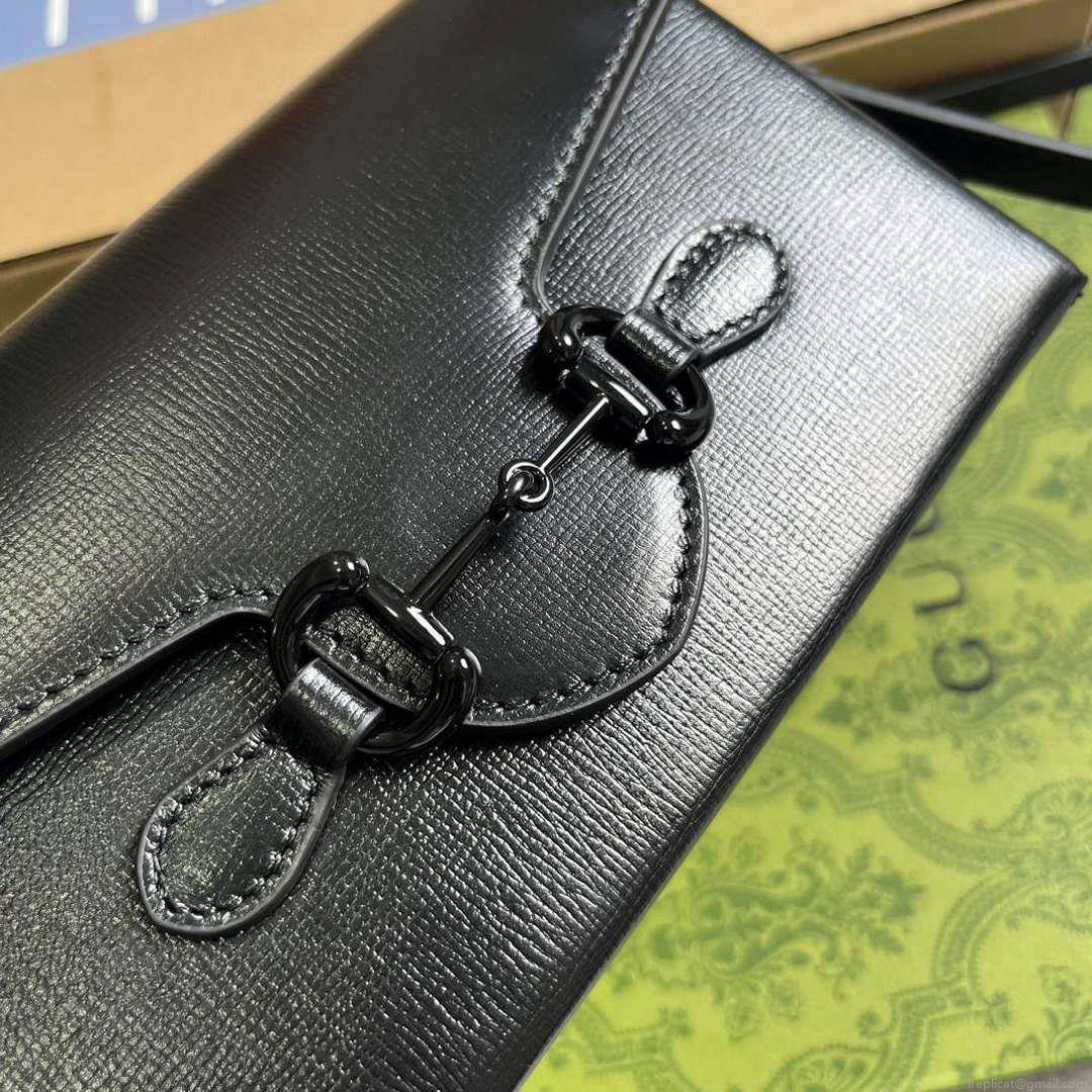 Gucci 699296 Gucci Horsebit 1955 Mini Bag Black Leather