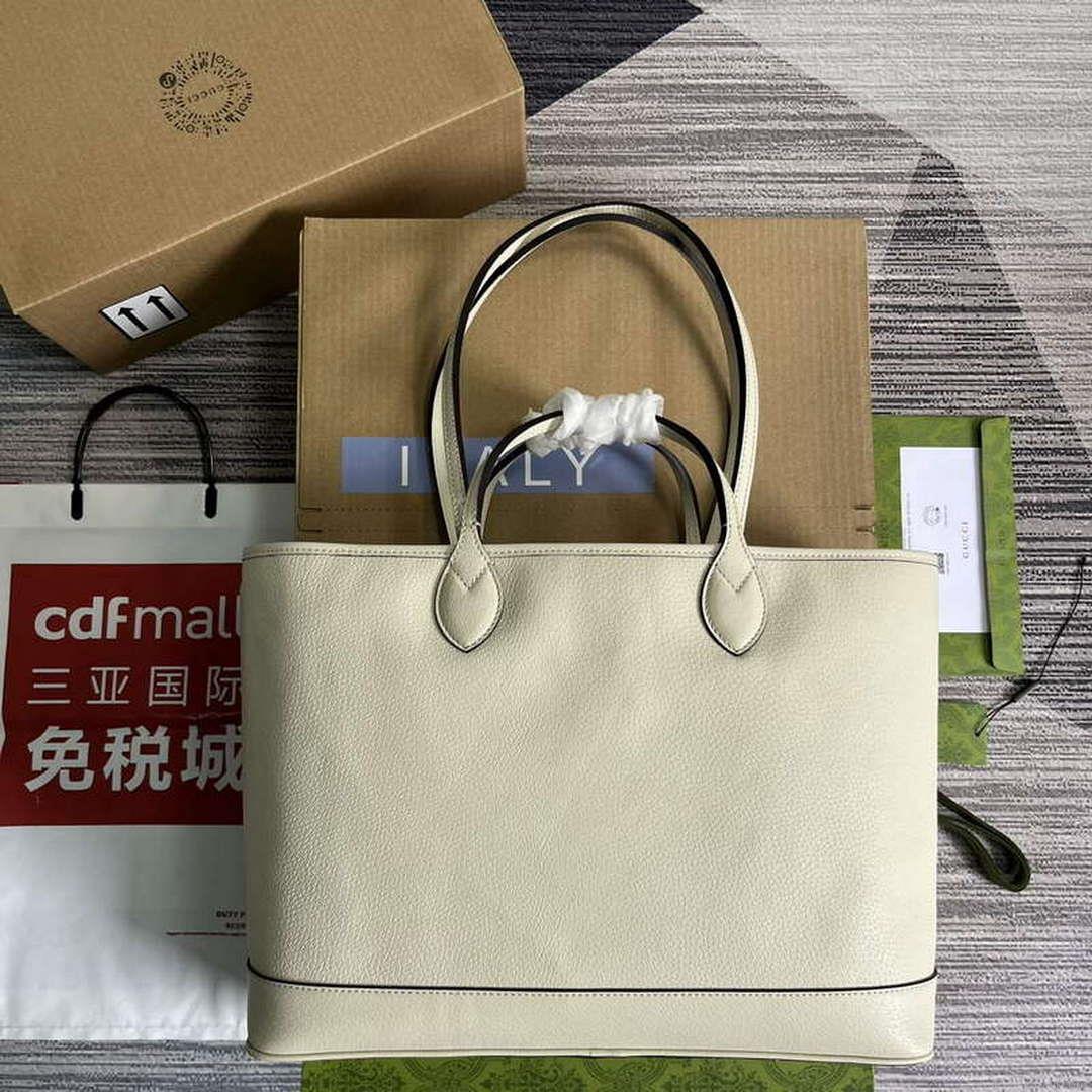 Gucci 739730 Ophidia Medium Tote Bag White leather
