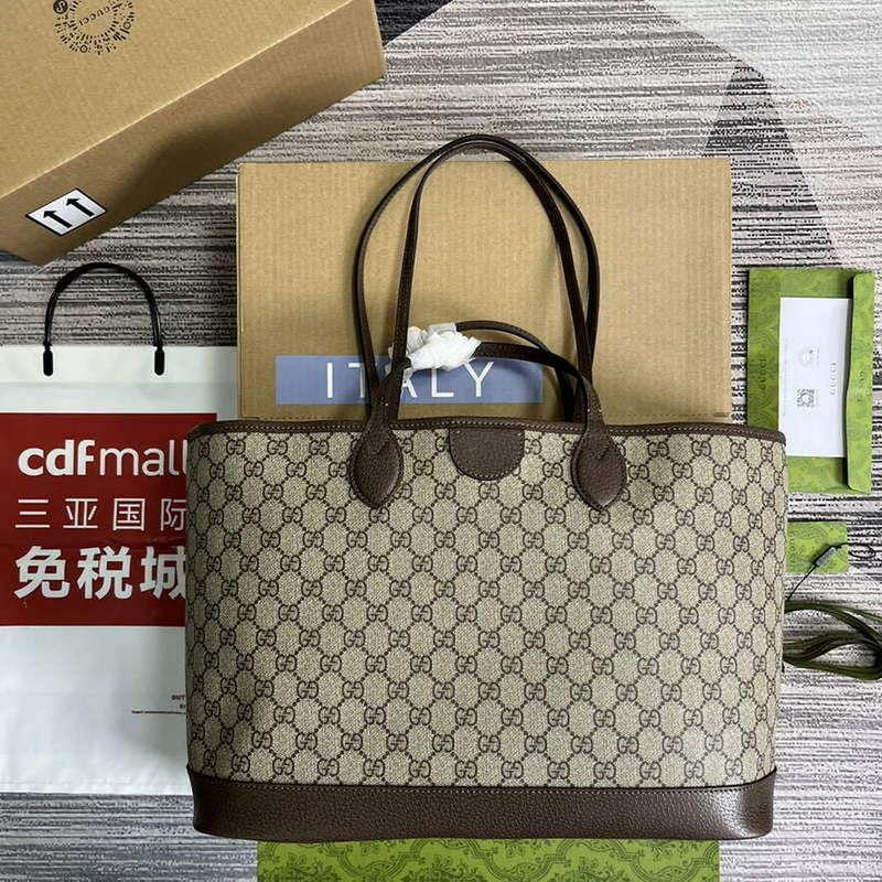Gucci 739730 Ophidia Medium Tote Bag Brown canvas
