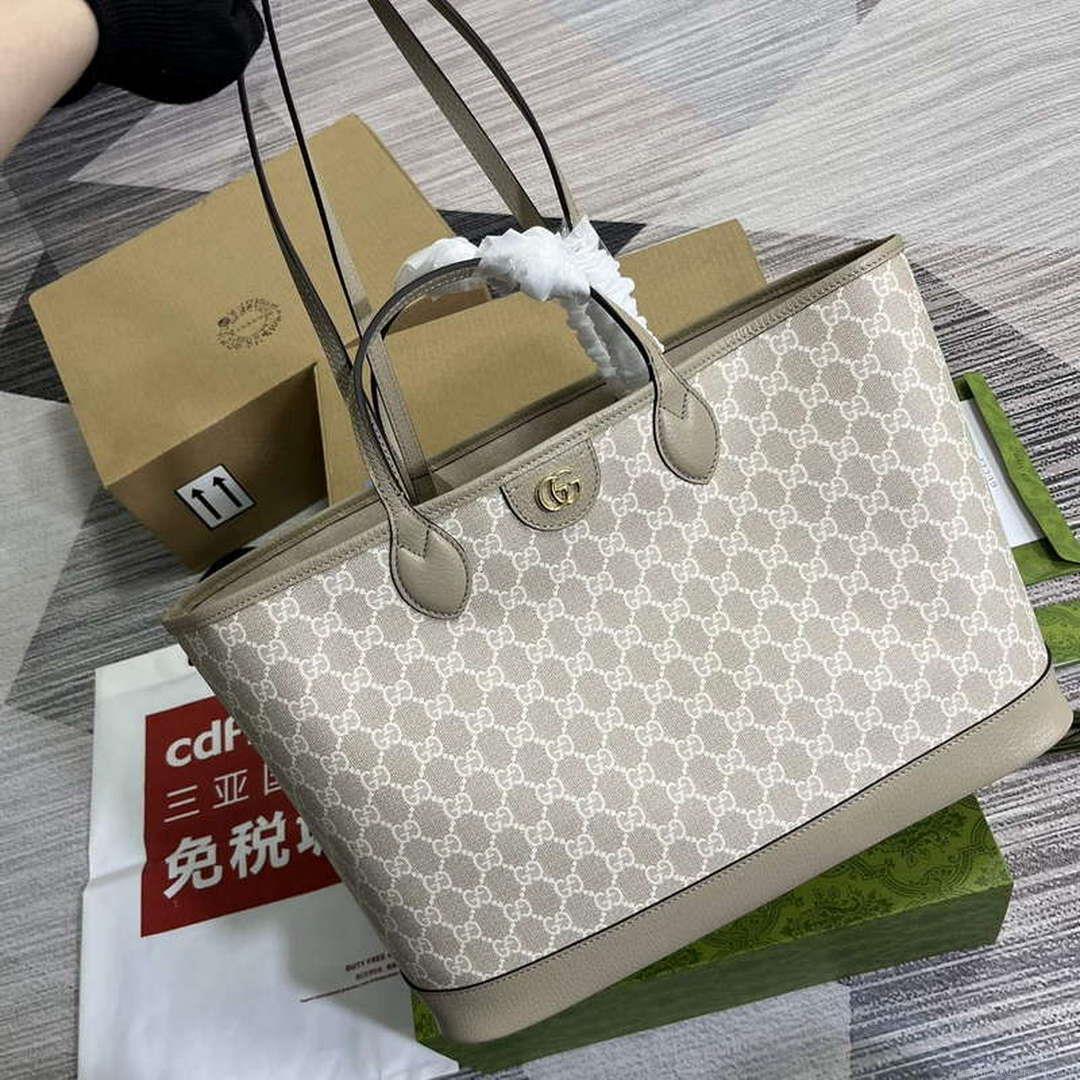 Gucci 739730 Ophidia Medium Tote Bag Oatmeal canvas