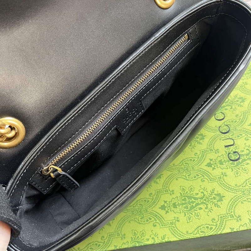 Gucci 443497 GG Marmont Small Shoulder Bag Double G Studs Black