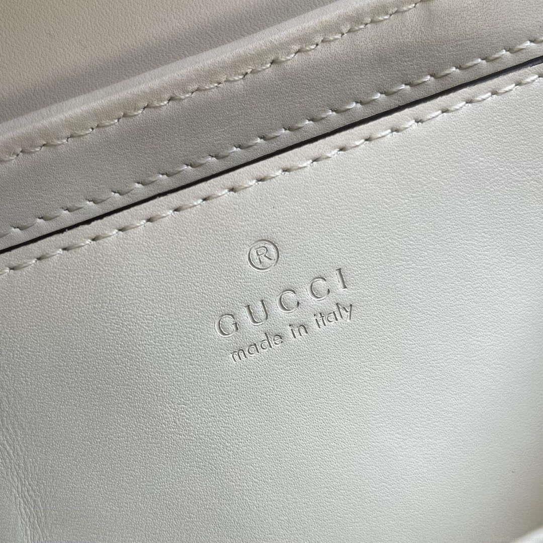 Gucci 446744 GG Marmont Mini Shoulder Bag Double G Studs White
