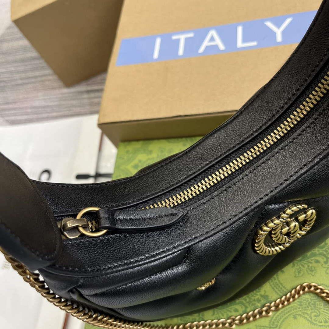 Gucci 770983 GG Marmont Half Moon Shaped Mini Bag Black