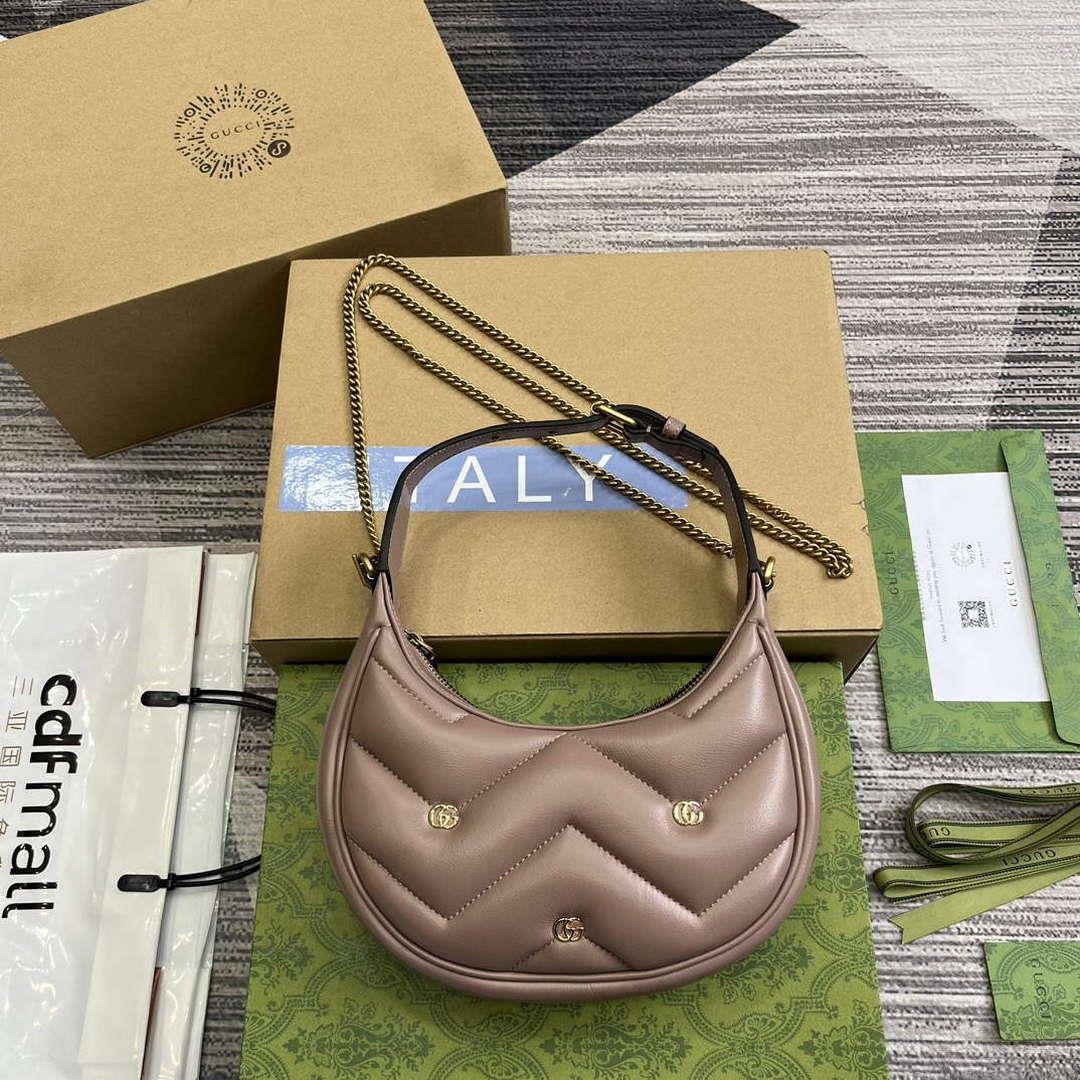 Gucci 770983 GG Marmont Half Moon Shaped Mini Bag Light pink