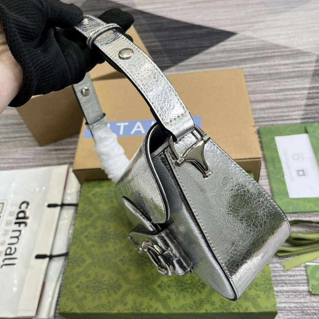 Gucci 764155 Gucci Horsebit 1955 Shoulder Bag Silver