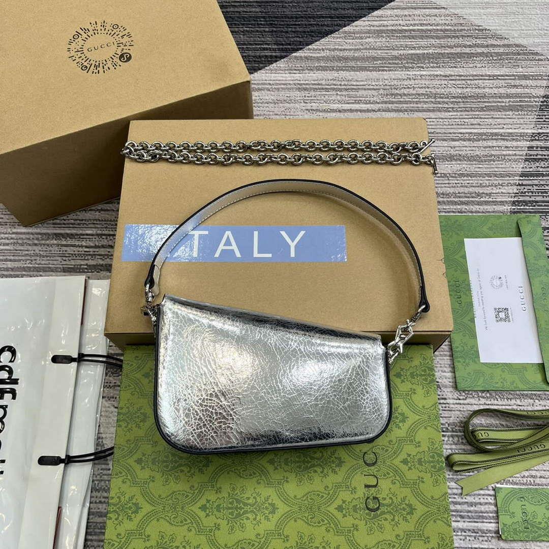 Gucci 774209 Gucci Horsebit 1955 Mini Shoulder Bag Silver