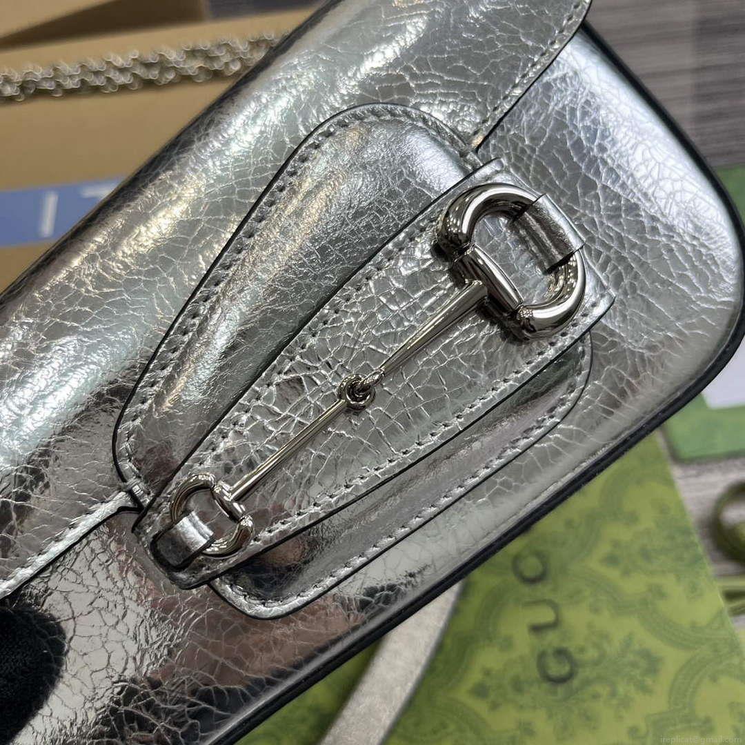 Gucci 774209 Gucci Horsebit 1955 Mini Shoulder Bag Silver