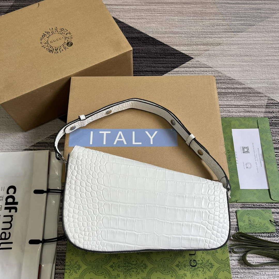 Gucci 764155 Gucci Horsebit 1955 Shoulder Bag white/crocodile pattern