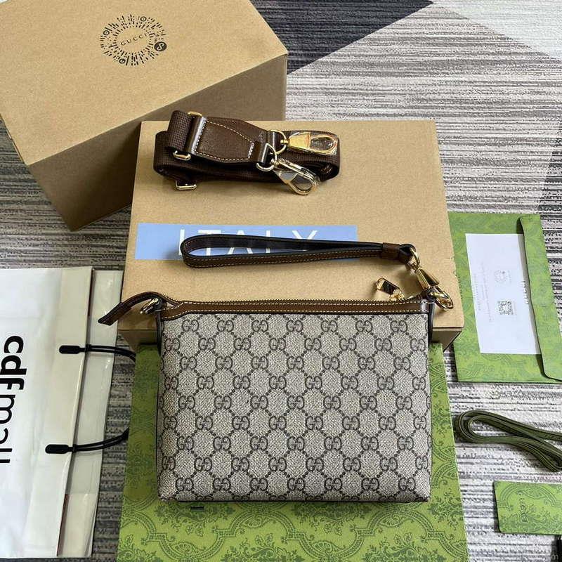 Gucci 760021 Messenger Bag With Interlocking G Brown