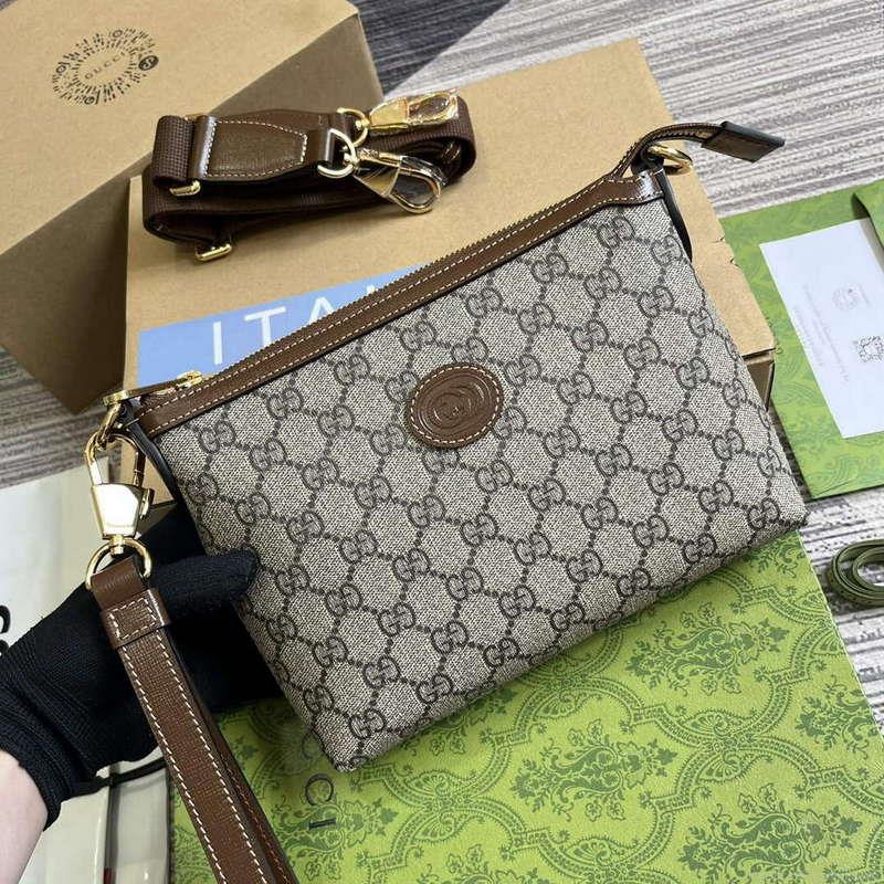 Gucci 760021 Messenger Bag With Interlocking G Brown