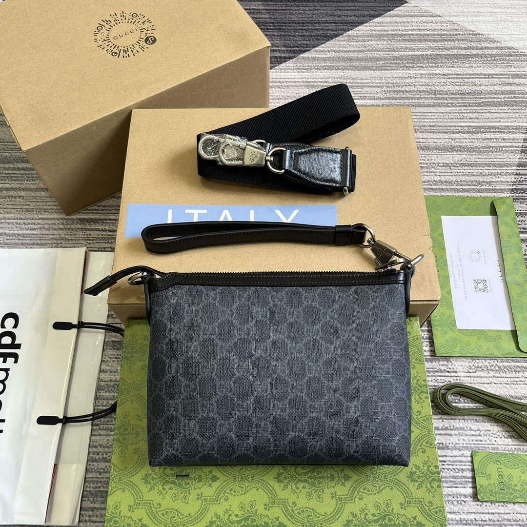 Gucci 760021 Messenger Bag With Interlocking G Black