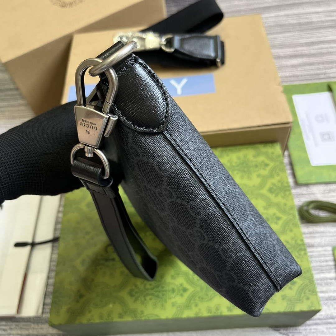 Gucci 760021 Messenger Bag With Interlocking G Black