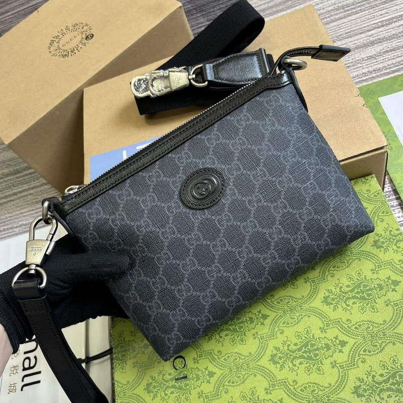 Gucci 760021 Messenger Bag With Interlocking G Black