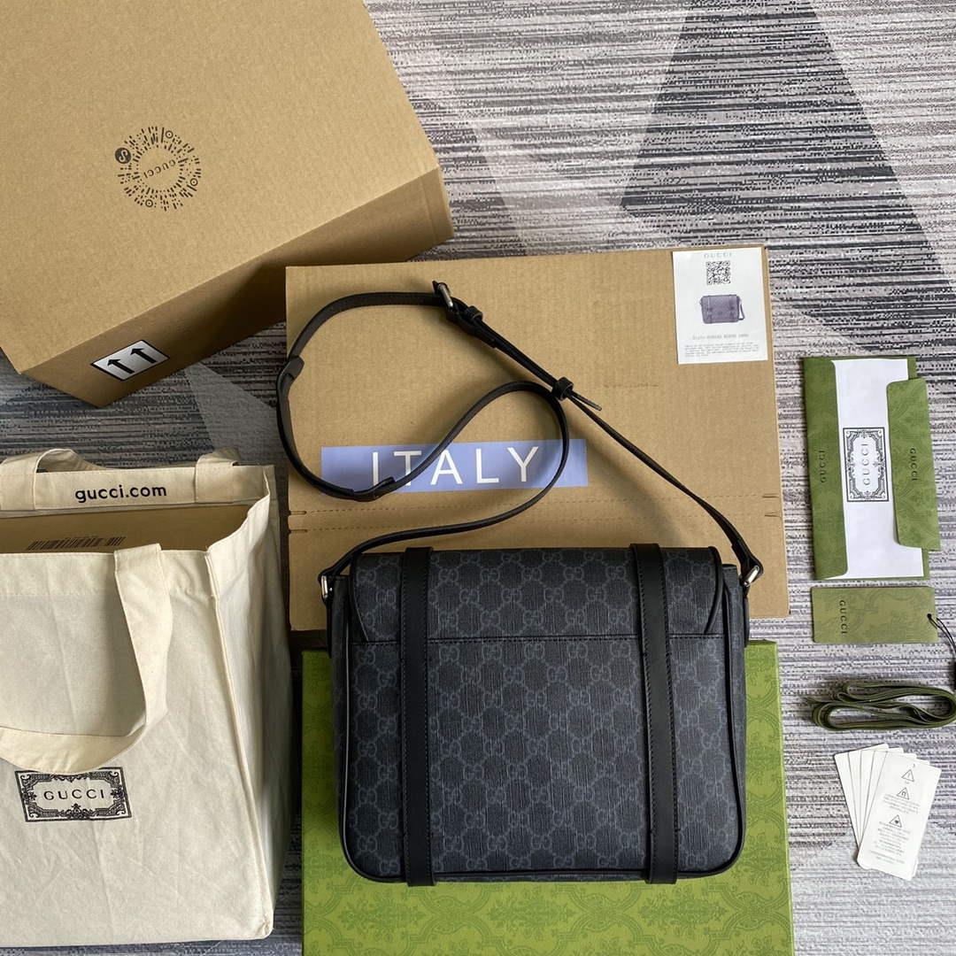 Gucci 658542 GG Messenger Bag Black
