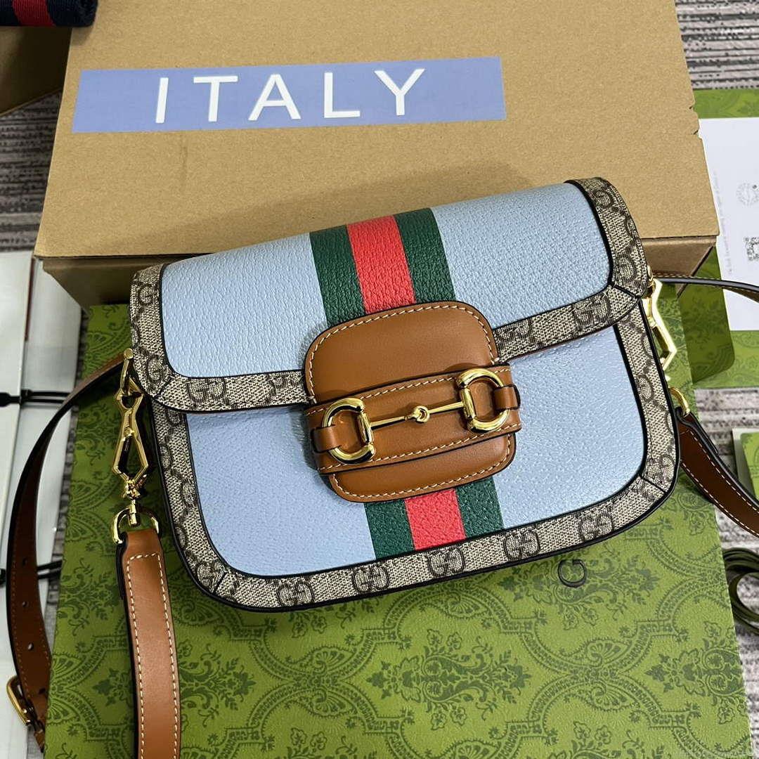 Gucci 658574 Gucci Horsebit 1955 Mini Bag Blue