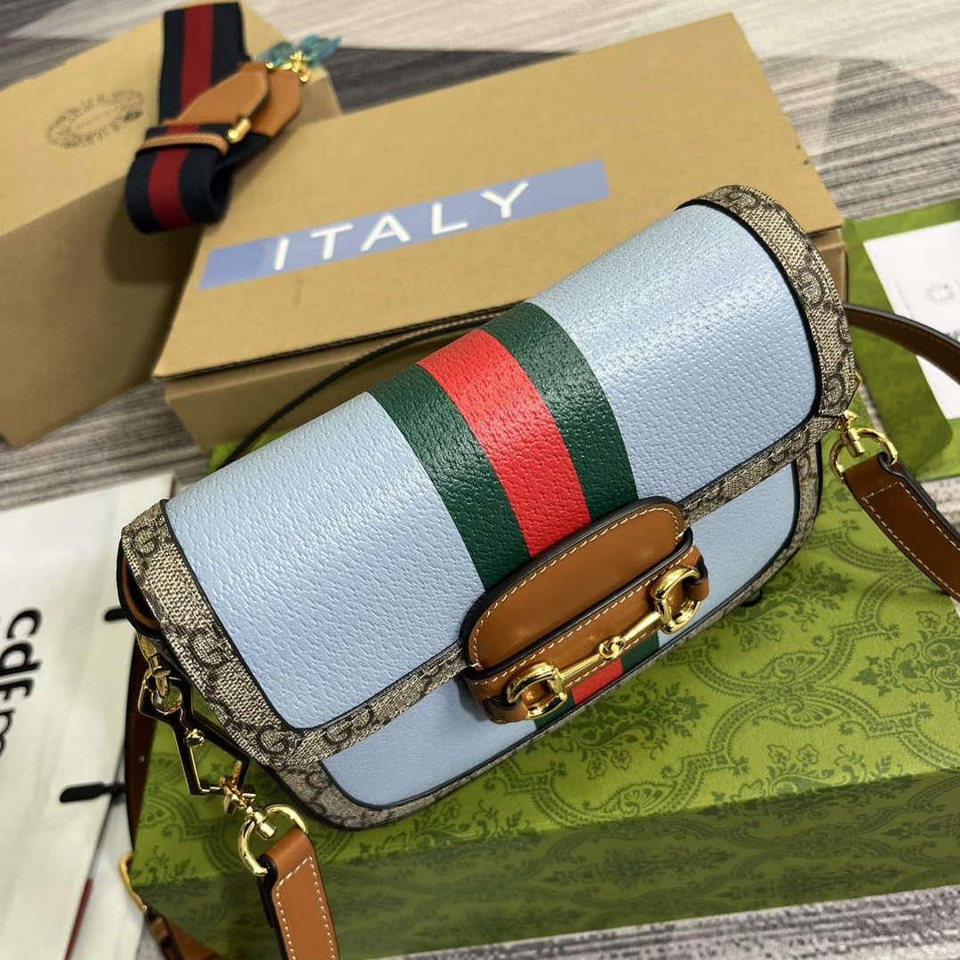 Gucci 658574 Gucci Horsebit 1955 Mini Bag Blue