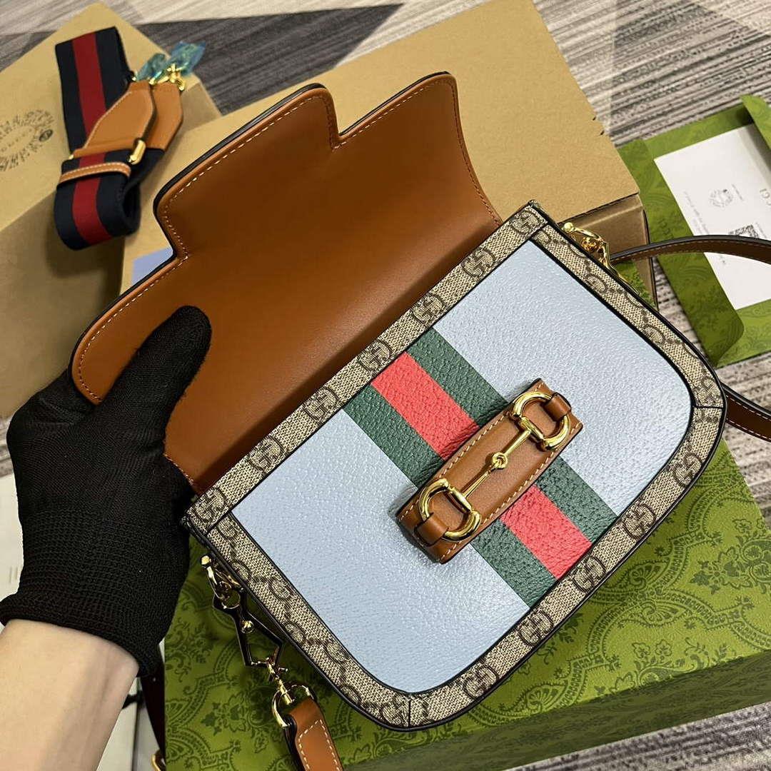 Gucci 658574 Gucci Horsebit 1955 Mini Bag Blue