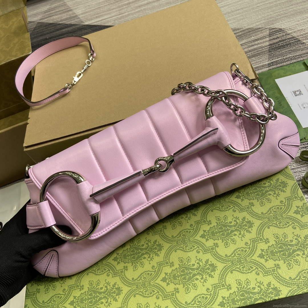 Gucci 764255 Gucci Horsebit Chain Medium Shoulder Bag Symphony powder