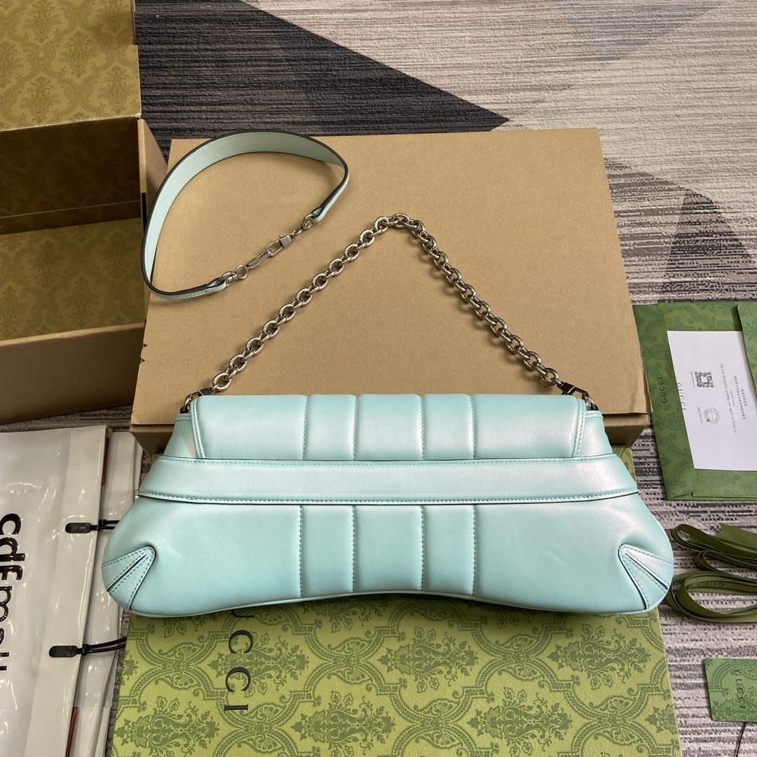 Gucci 764255 Gucci Horsebit Chain Medium Shoulder Bag Symphony blue