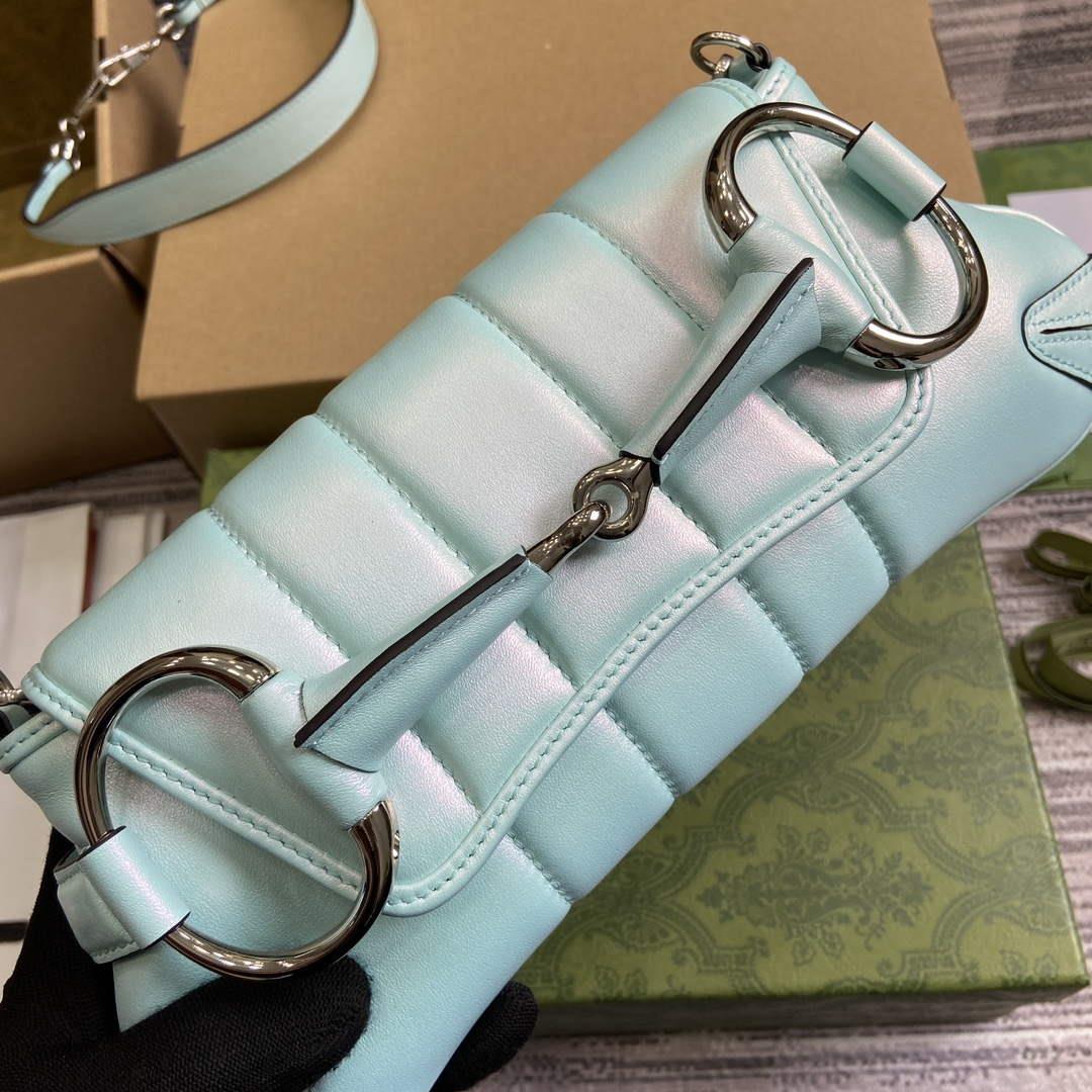 Gucci 764339 Gucci Horsebit Chain Small Shoulder Bag Symphony blue