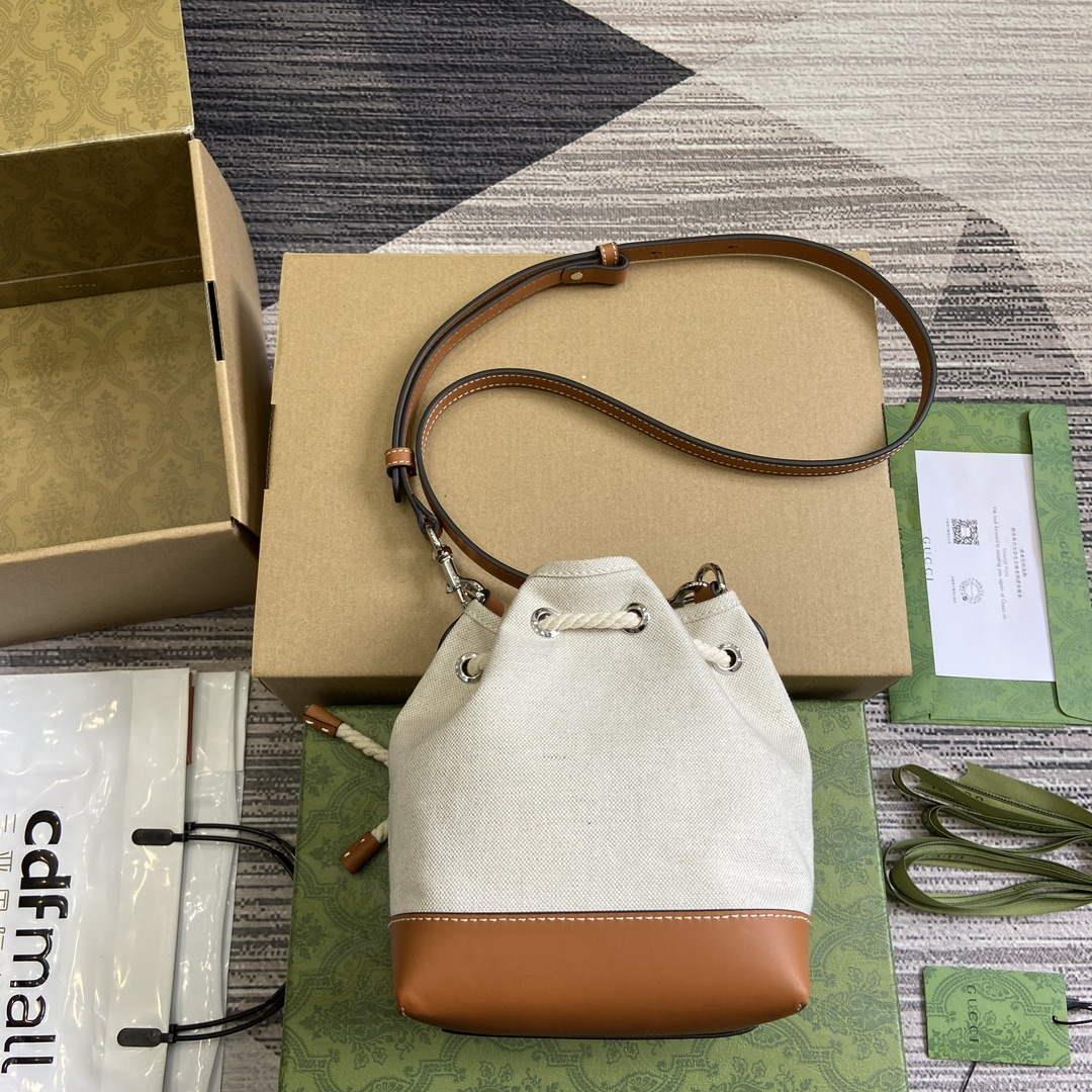 Gucci 777166 Mini Shoulder Bag With Gucci Print Beige