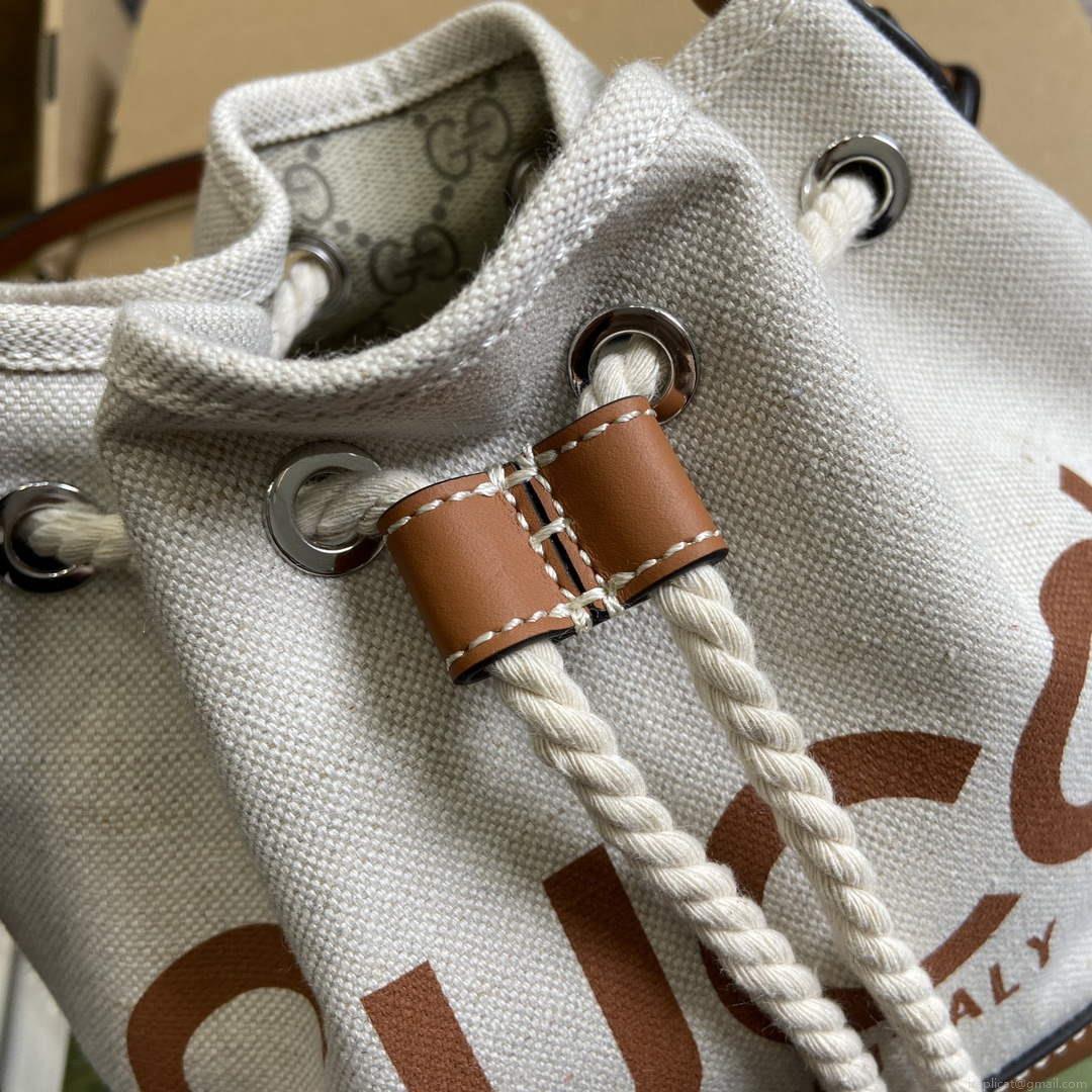Gucci 777166 Mini Shoulder Bag With Gucci Print Beige