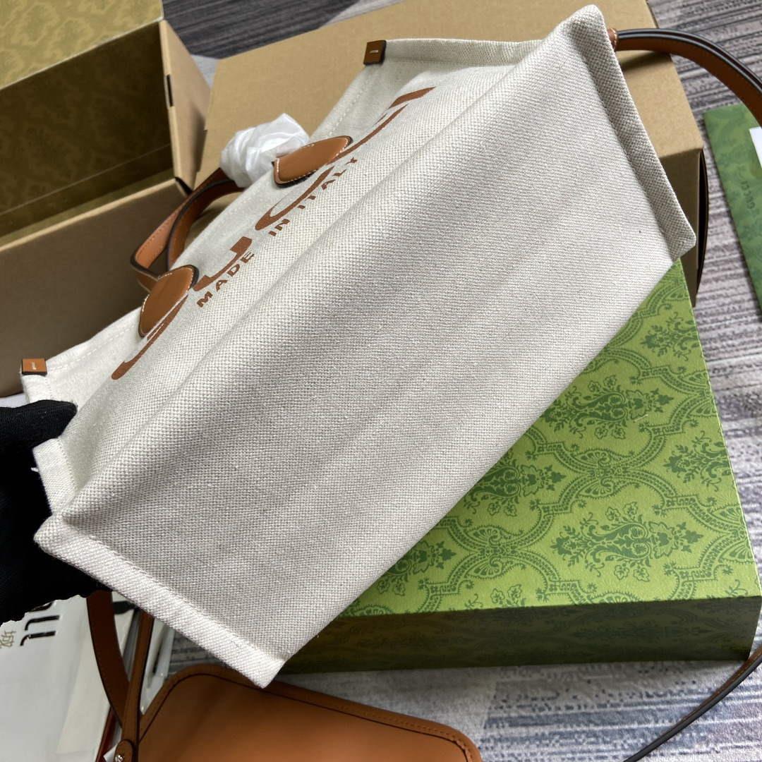 Gucci 772144 Mini Tote Bag With Gucci Print Light brown