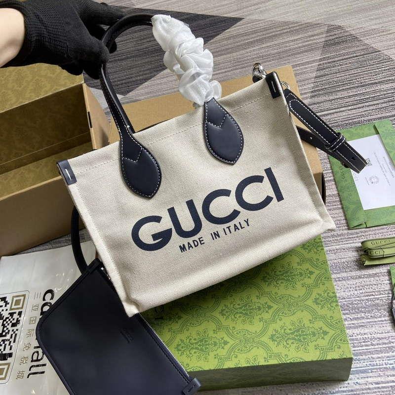 Gucci 772144 Mini Tote Bag With Gucci Print Blue