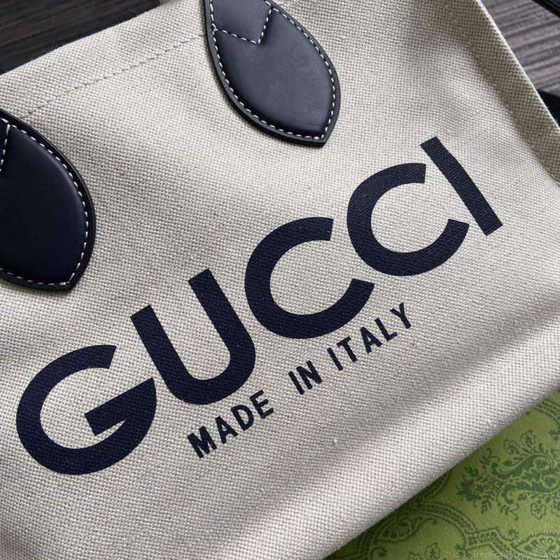 Gucci 772144 Mini Tote Bag With Gucci Print Blue