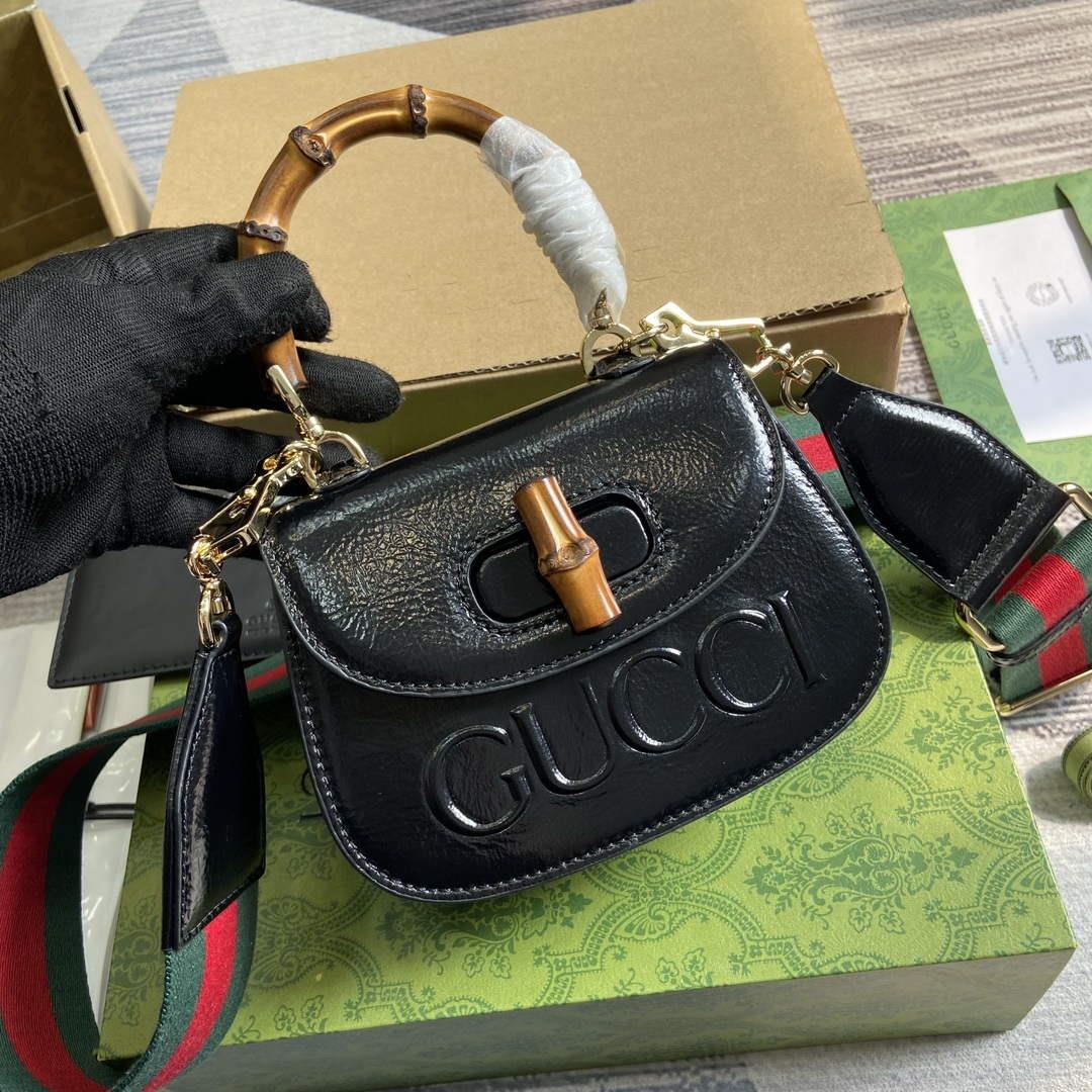 Gucci 786482 Gucci Bamboo 1947 Mini Top Handle Bag Black