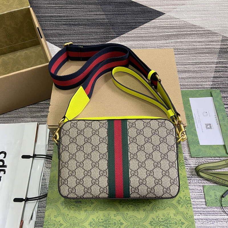 Gucci 699439 Ophidia GG Small Crossbody Bag Fluorescent yellow