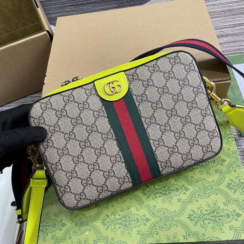Gucci 699439 Ophidia GG Small Crossbody Bag Fluorescent yellow