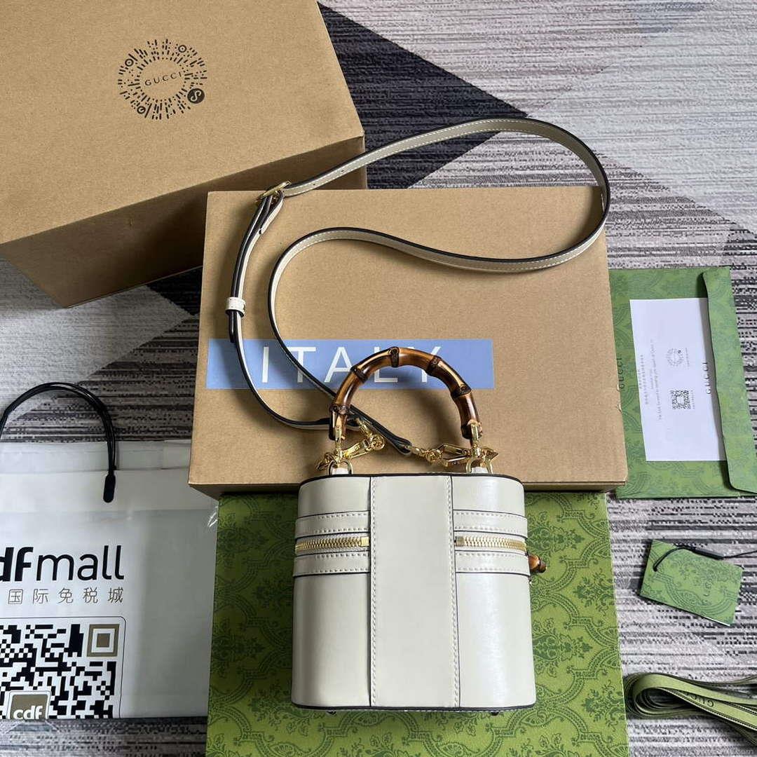 Gucci 760200 Mini Bamboo Shoulder Bag White