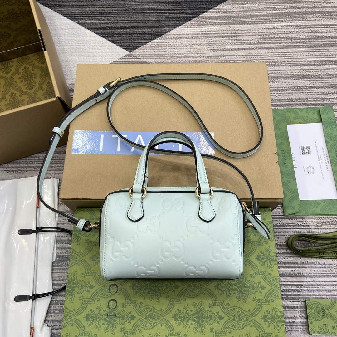 Gucci 790130 GG Super Mini Top Handle Bag Light Green
