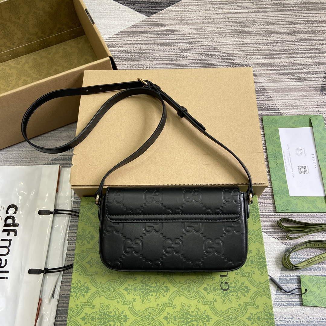 Gucci 772794 GG Super Mini Shoulder Bag Black