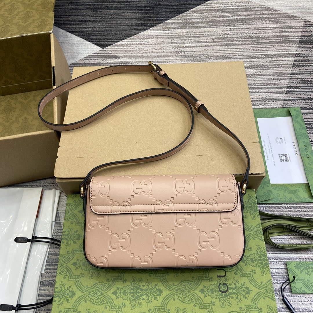 Gucci 772794 GG Super Mini Shoulder Bag Rose beige