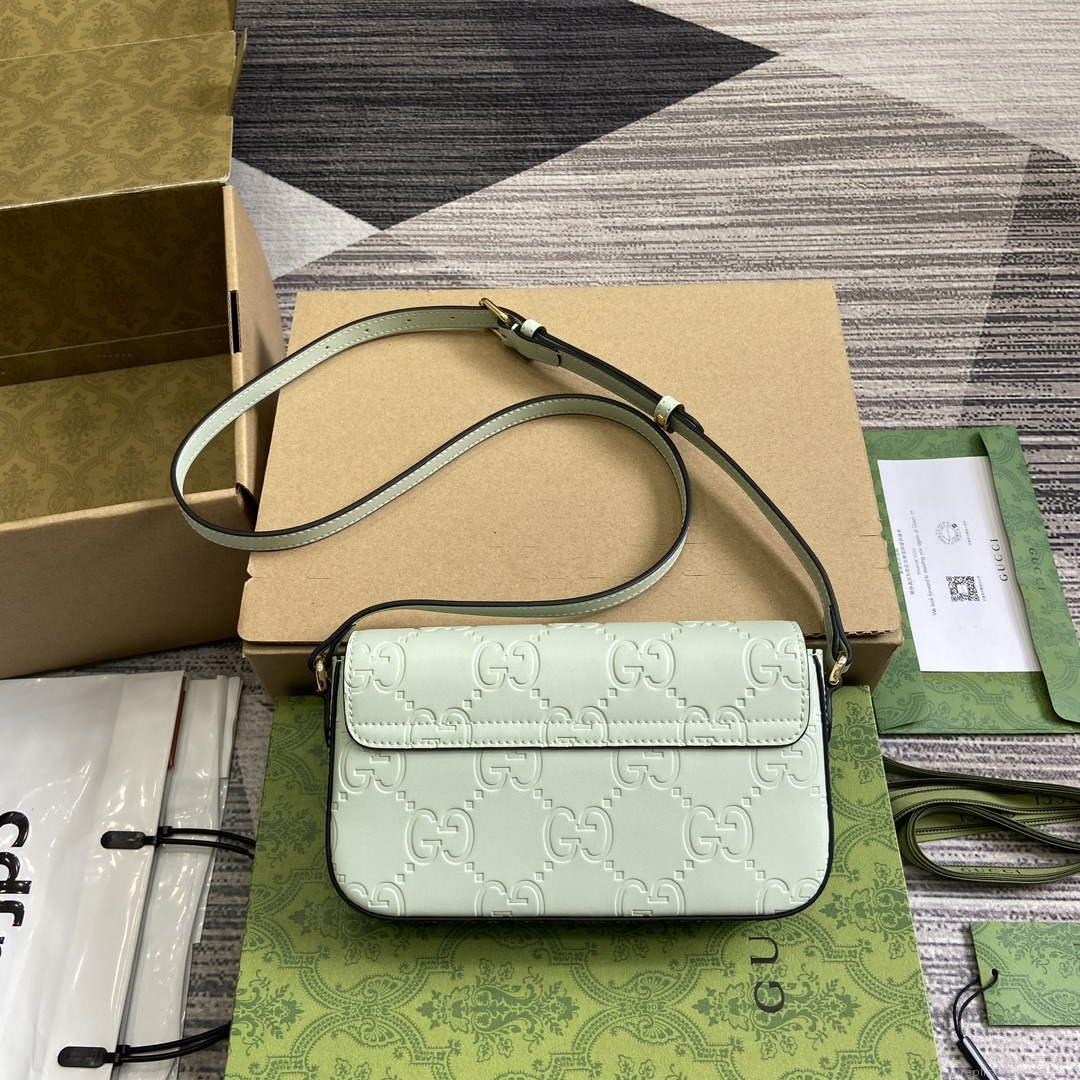 Gucci 772794 GG Super Mini Shoulder Bag Pale green