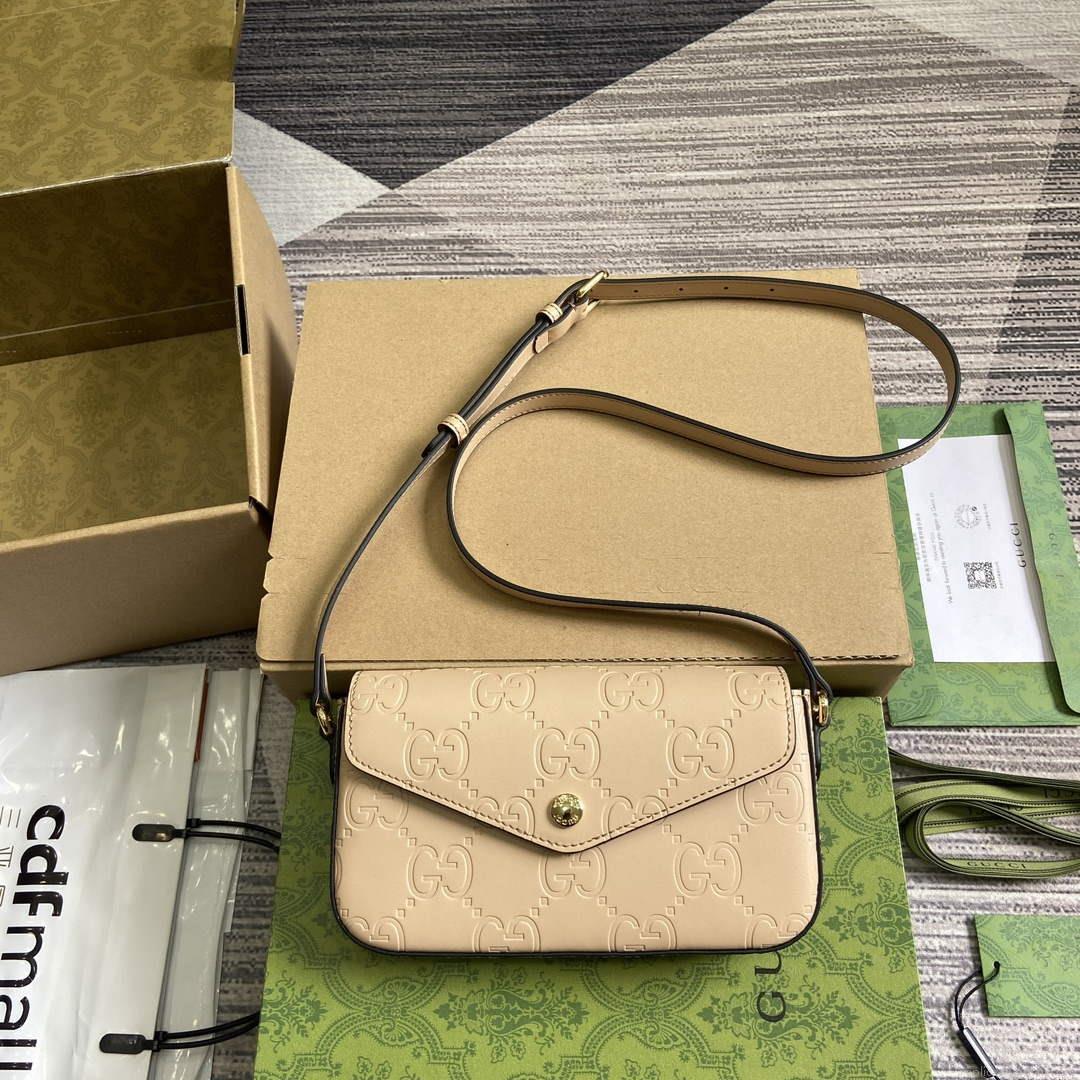 Gucci 772794 GG Super Mini Shoulder Bag Light beige