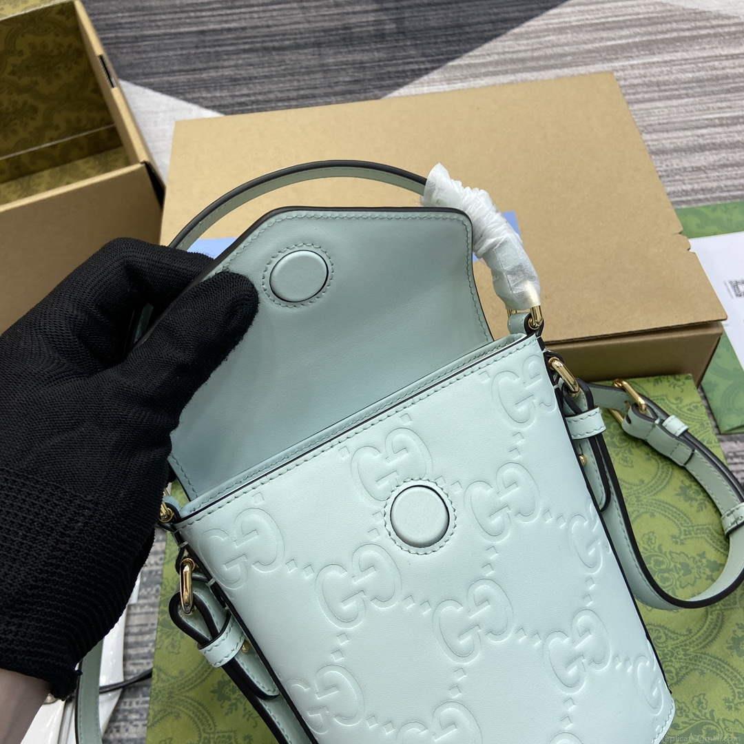 Gucci 772795 GG Super Mini Bucket Bag Pale Green