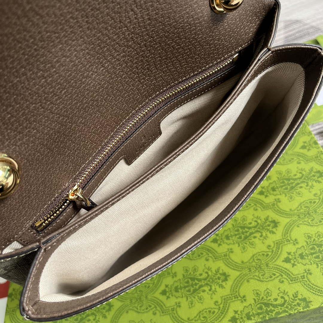 Gucci 721172 Blondie Medium top handle bag Beige and ebony GG Supreme canvas