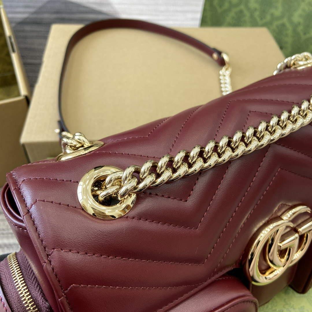 Gucci 795228 GG Marmont Small Multi Pocket Bag Wine red