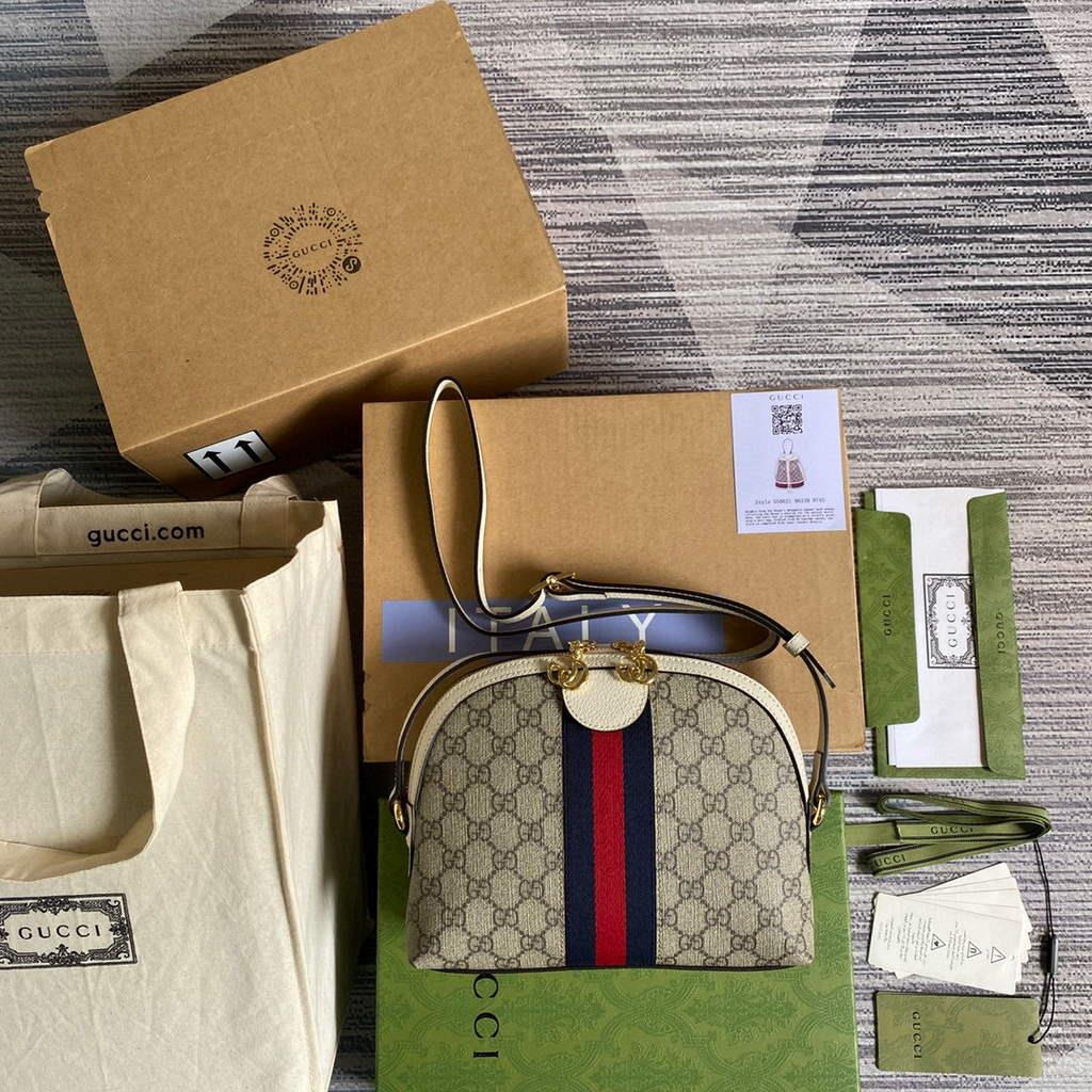 Gucci 499621 Ophidia Small GG Shoulder Bag Beige White