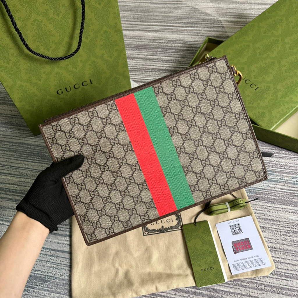 Gucci ‎688378 Gucci Tiger pouch Bag Brown Print Logo