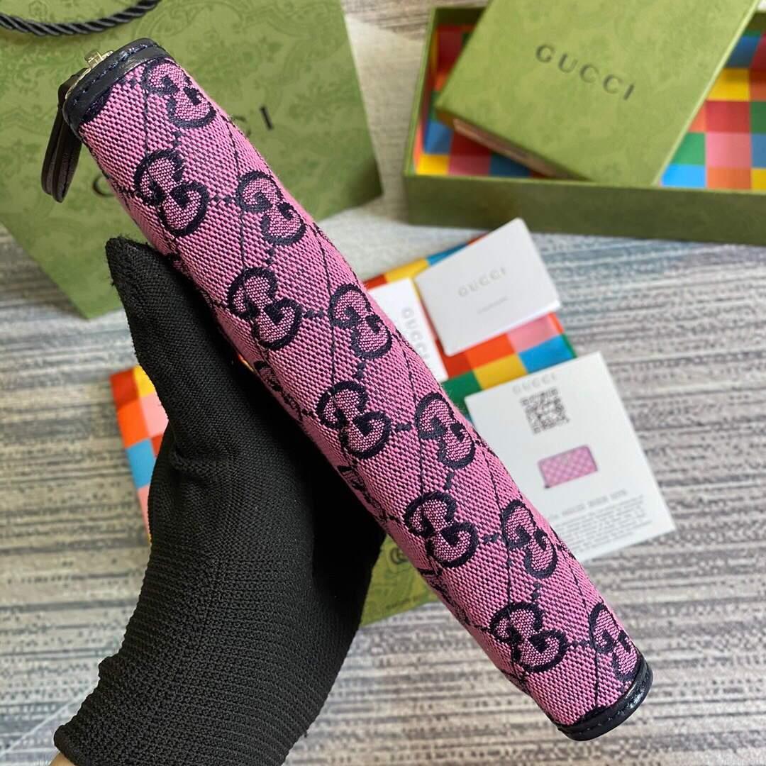 Gucci 443123 GG Marmont Matelassé Zip Around Wallet Purple