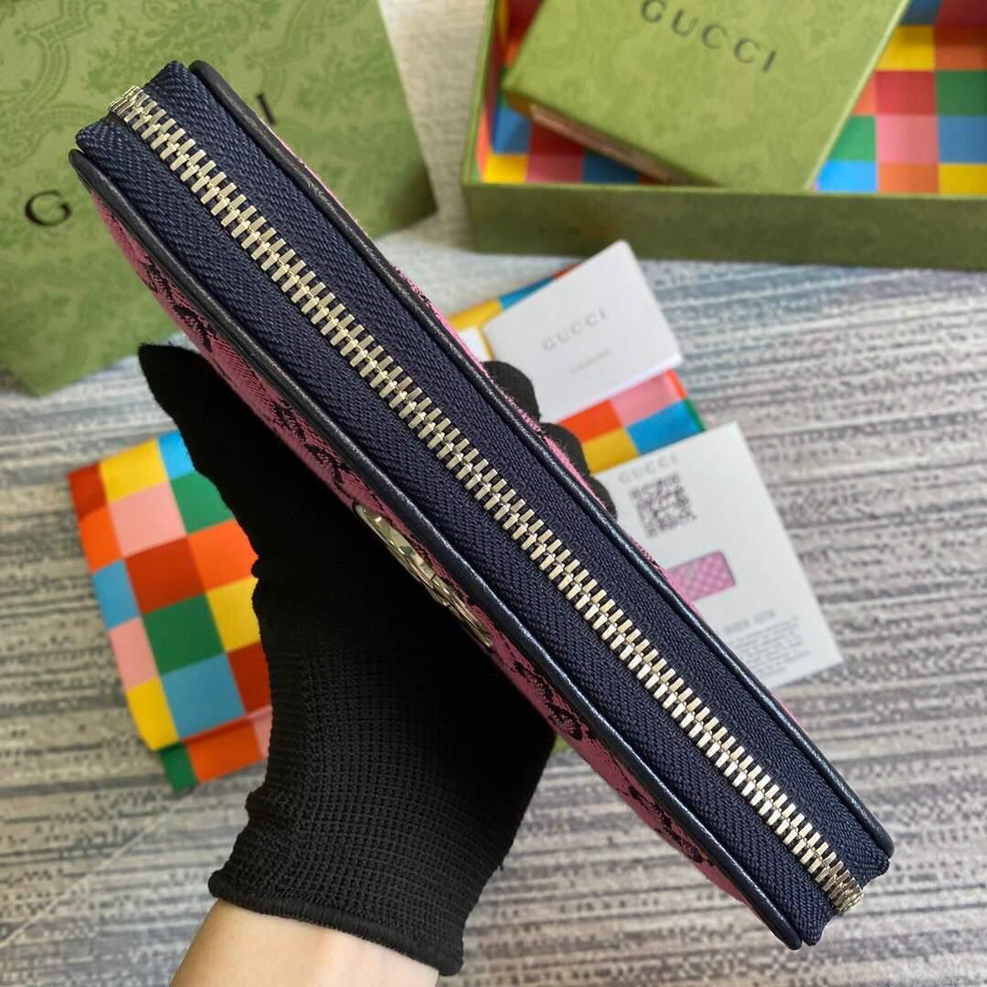Gucci 443123 GG Marmont Matelassé Zip Around Wallet Purple