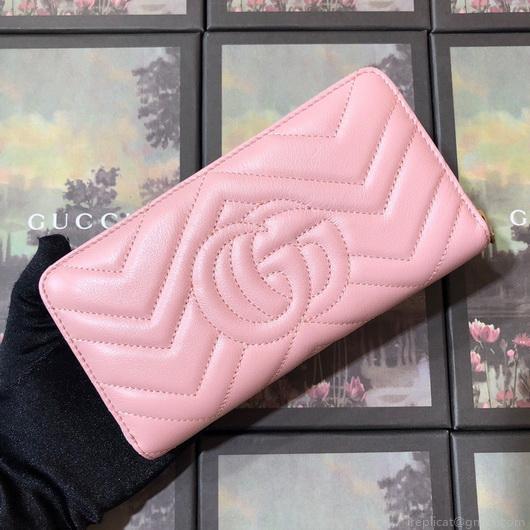 Gucci 443123 GG Marmont Zip Around Wallet Pink