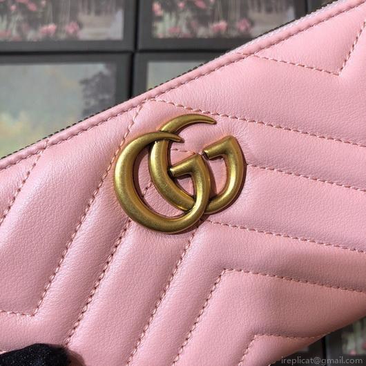 Gucci 443123 GG Marmont Zip Around Wallet Pink