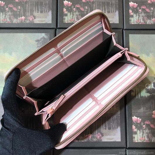 Gucci 443123 GG Marmont Zip Around Wallet Pink