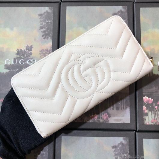 Gucci 443123 GG Marmont Zip Around Wallet White